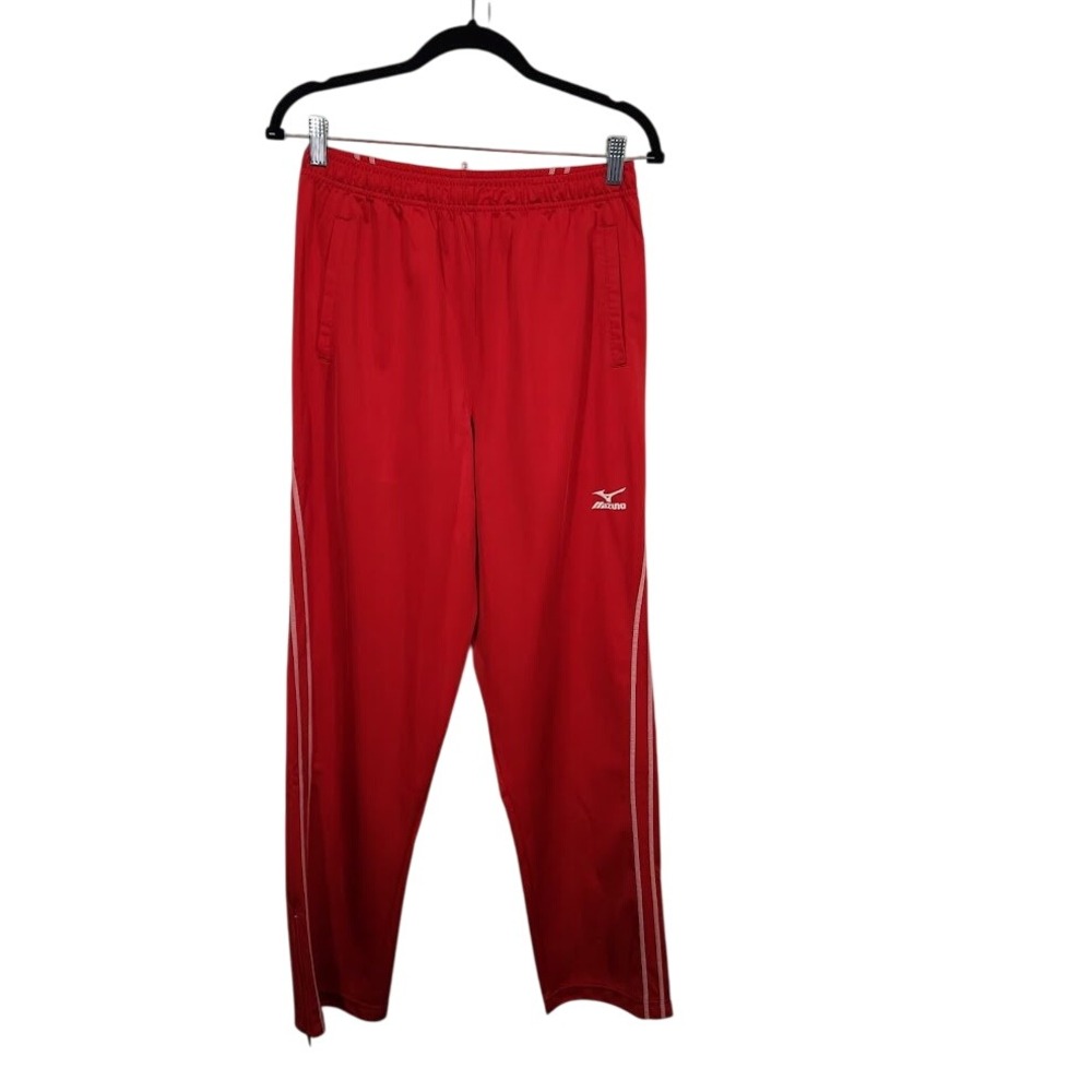 Red Mizuno Track Pants Women's Athletic Running Warm Up Side Stripe - Medium